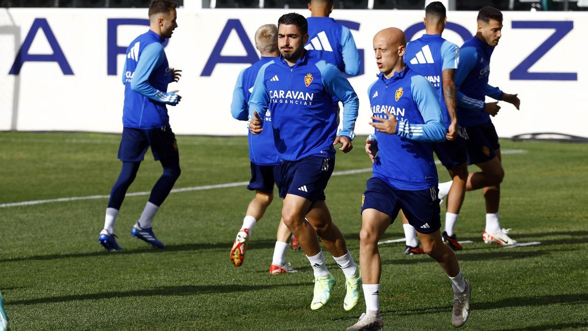 Toni Moya y Mollejo, en un entrenamiento del Real Zaragoza.