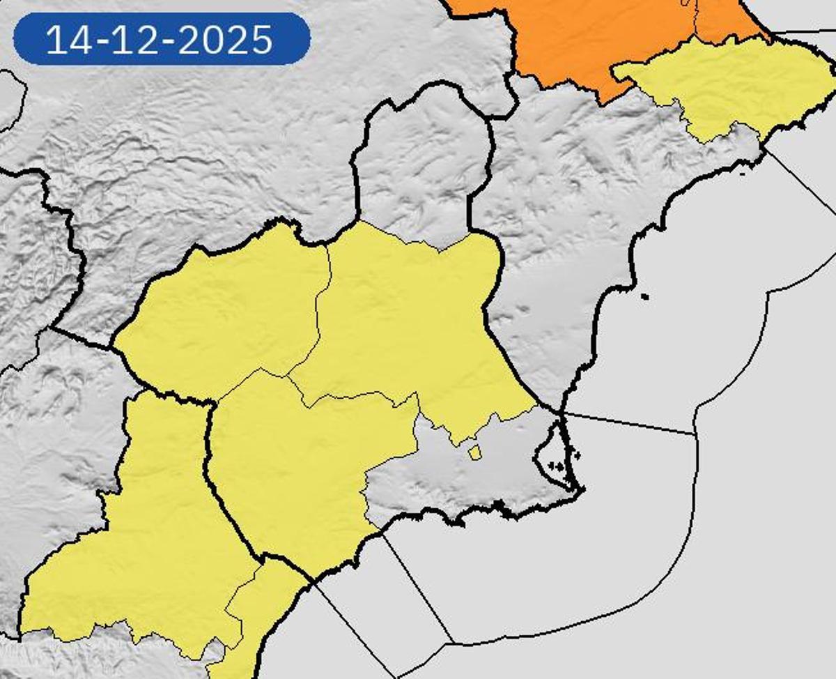 Mapa de alerta por lluvias en la Región