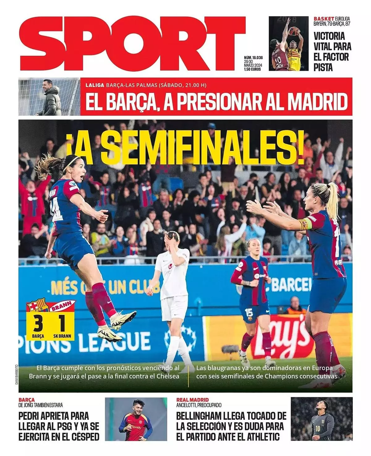 La victoria del Barça, Xabi Alonso y Tonali, en las portadas de hoy