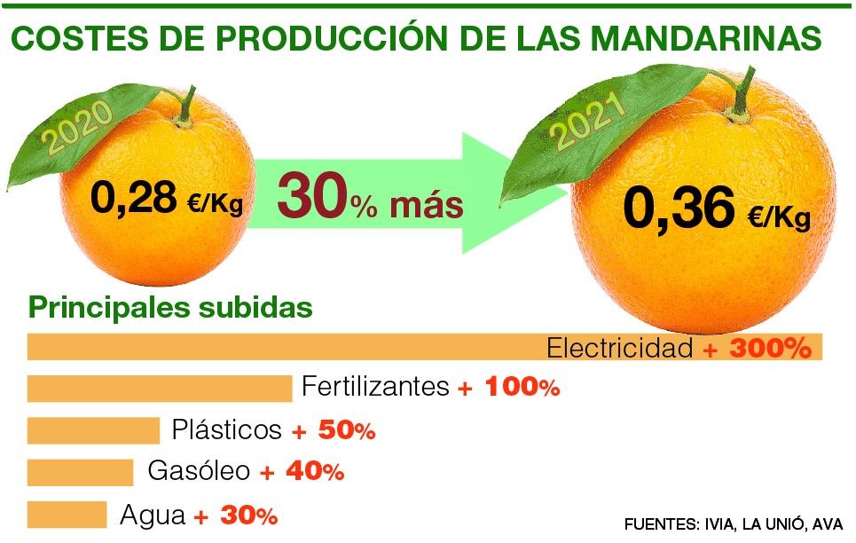 Evolución y causas del aumento de costes en la citricultura.