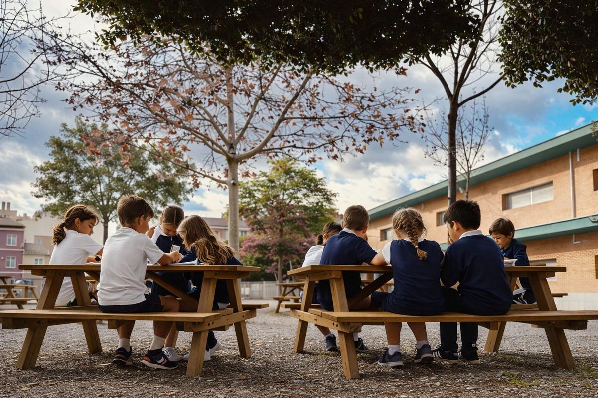 Alumnos del centro durante un picnic.