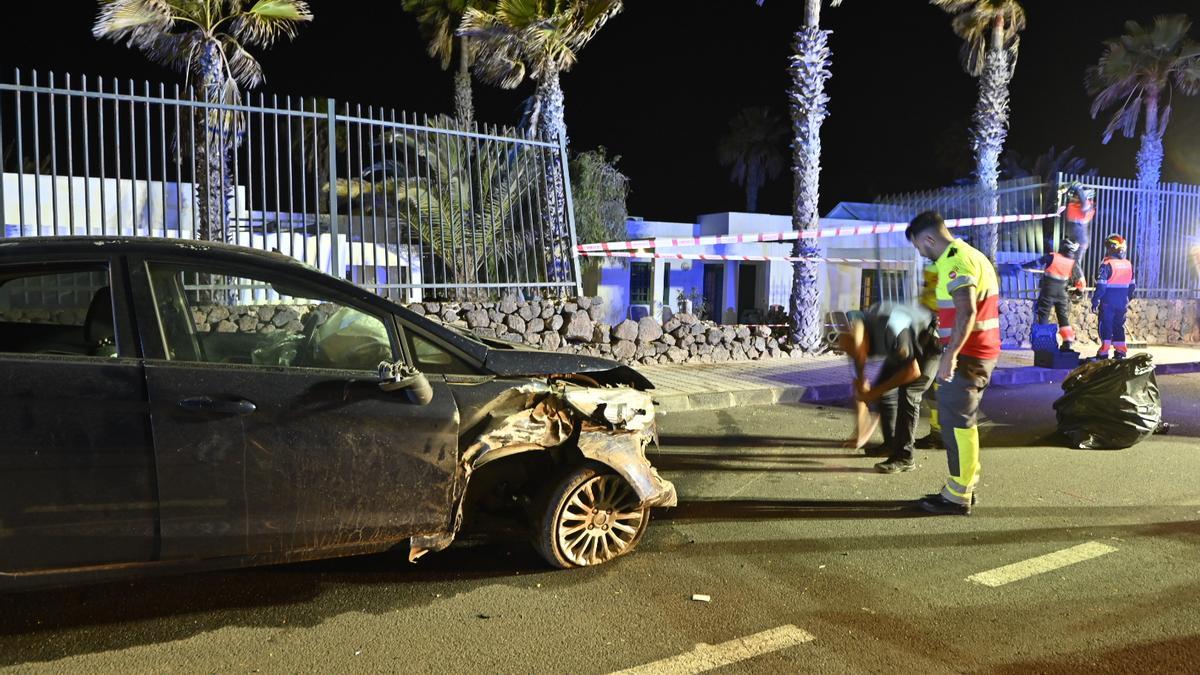 Estado del coche que conducía la investigada tras el atropello a siete personas en Yaiza