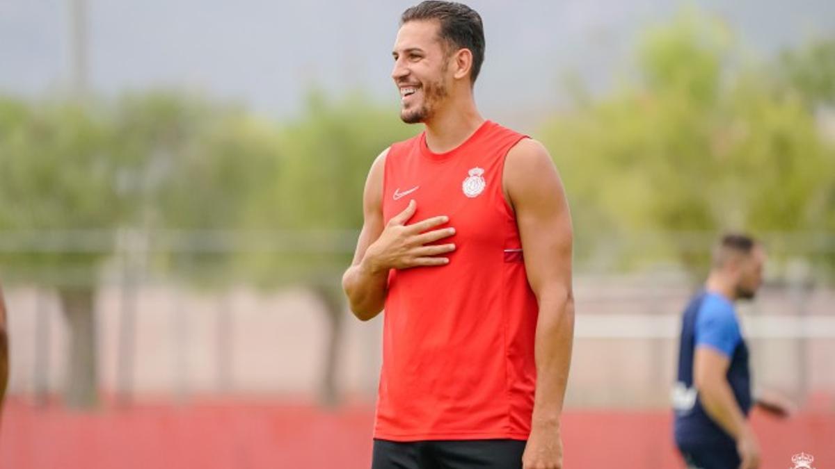 Álex Alegría, durante un entrenamiento en Son Bibiloni.