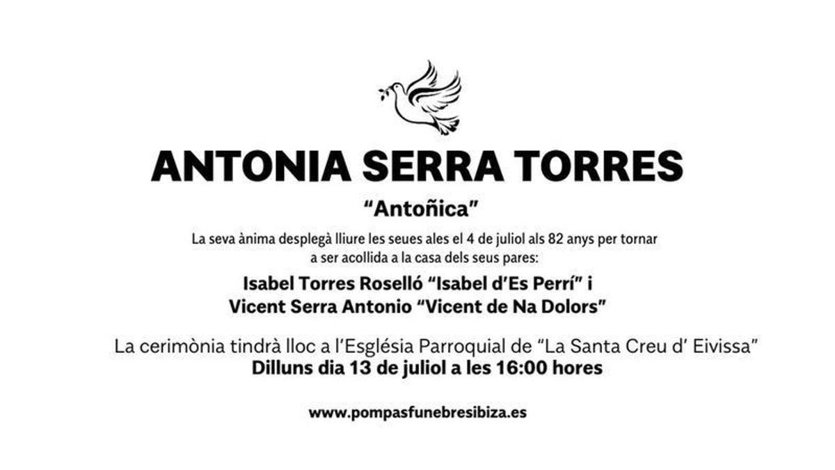 Esquela Antonia Serra Torres