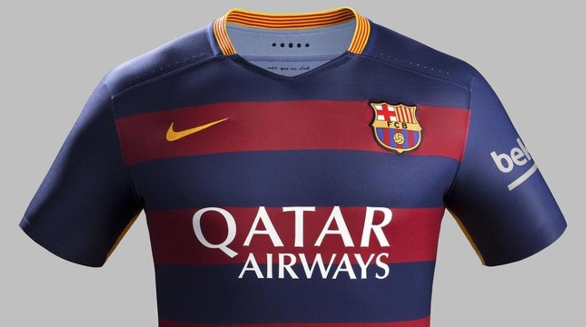 La samarreta del Barça per a la temporada 2015-16, de Nike, amb el patrocini de Qatar Airways.