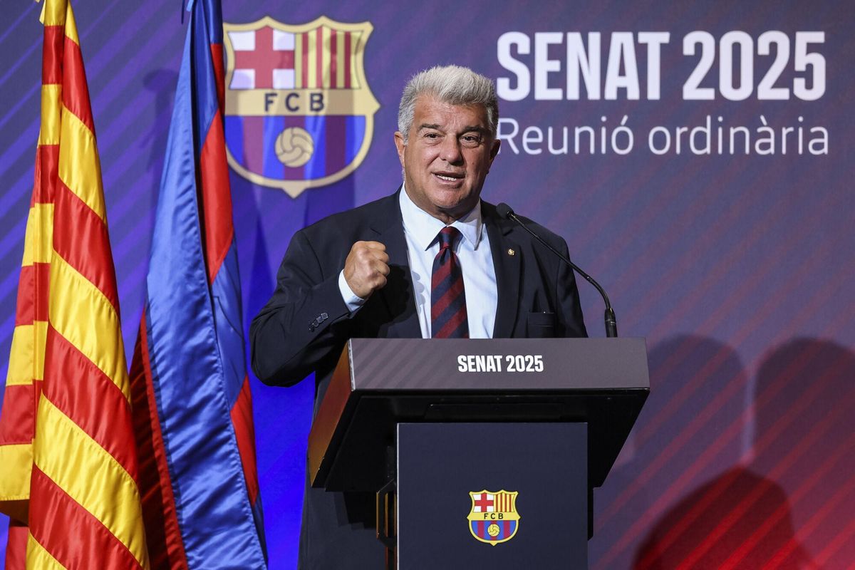Joan Laporta, President of FC Barcelona during the Ordinary Meeting Senat 2025 of the FC Barcelona in Auditori 1899 on June 18, 2025 in Barcelona, Spain
