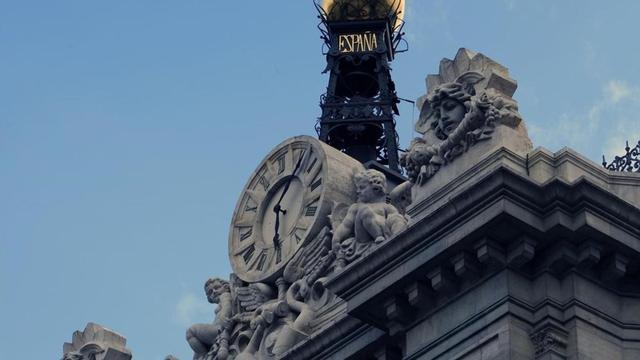 Detalle de la fachada del Banco de España en la Plaza de Cibeles, en Madrid.