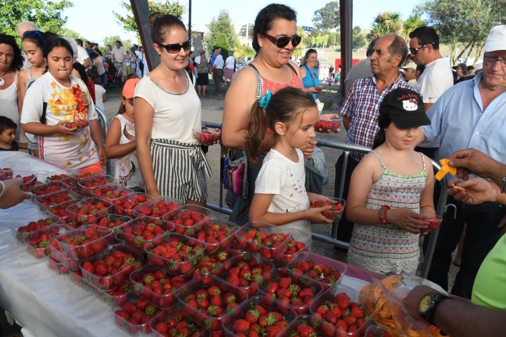 Colas para tomar fresas en las Fiestas de Eirís