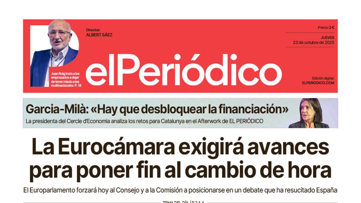 La portada de EL PERIÓDICO del 23 de octubre de 2025