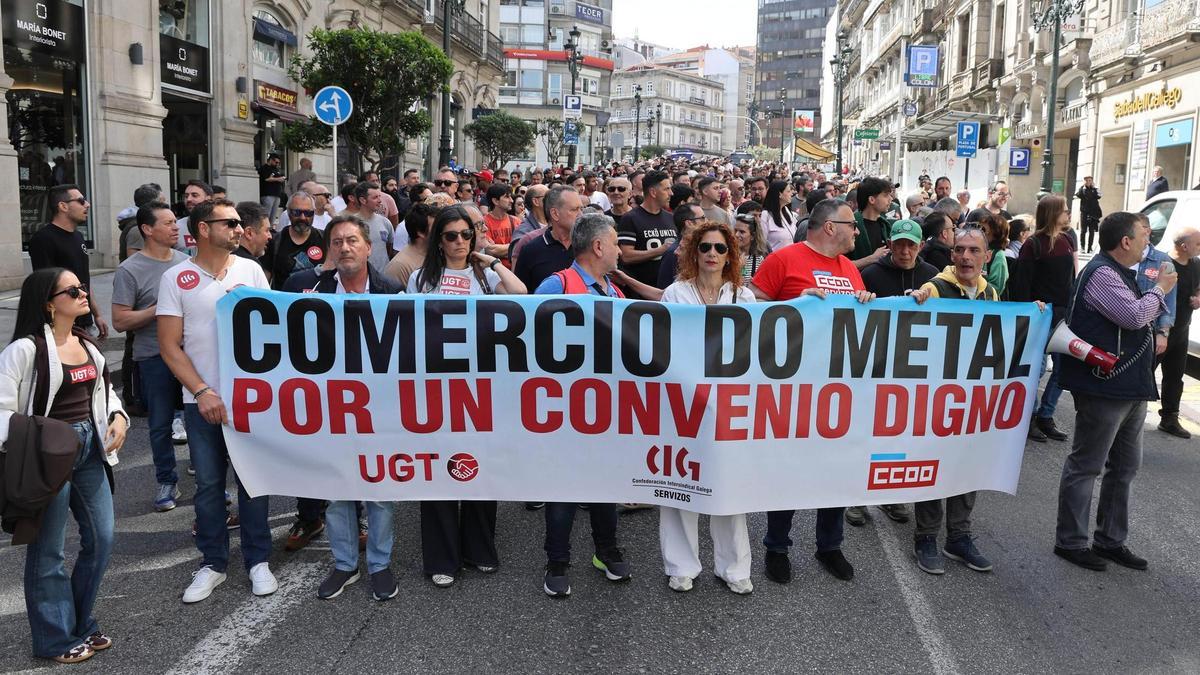 Los manifestantes del comercio del metal en la última huelga convocada.