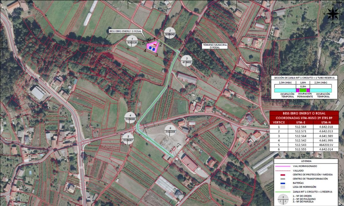Localización del proyecto BESS Ebro Energy O Rosal