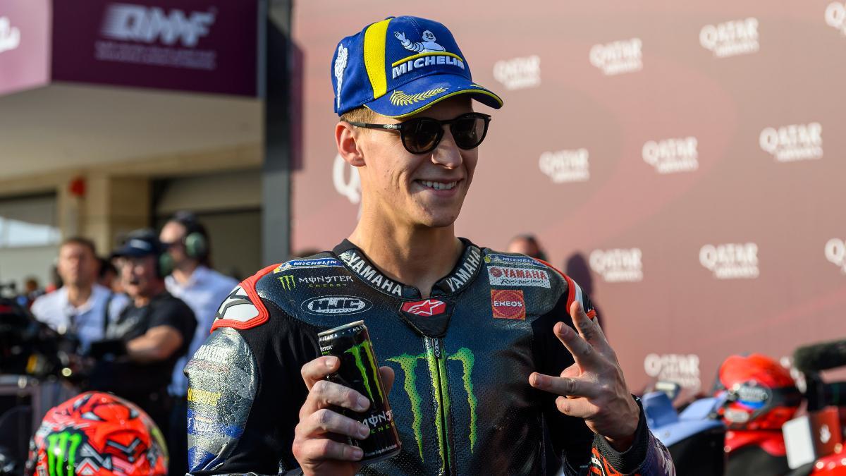 Fabio Quartararo, feliz tras clasificarse tercero en el GP de Qatar con su Yamaha
