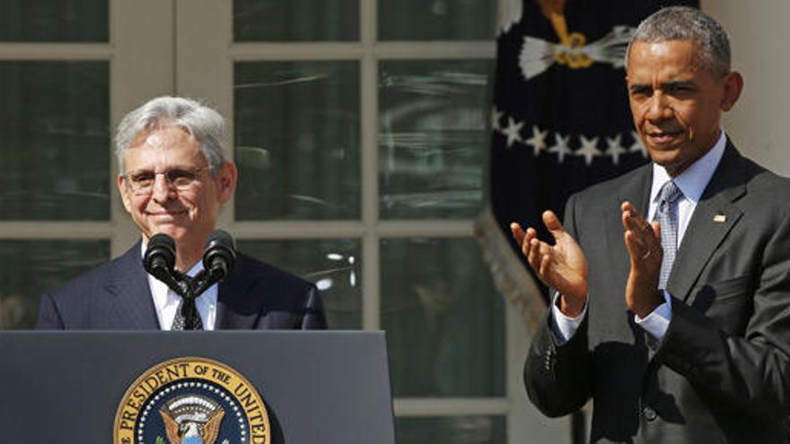 Obama, con Garland, durante la presentación de éste.