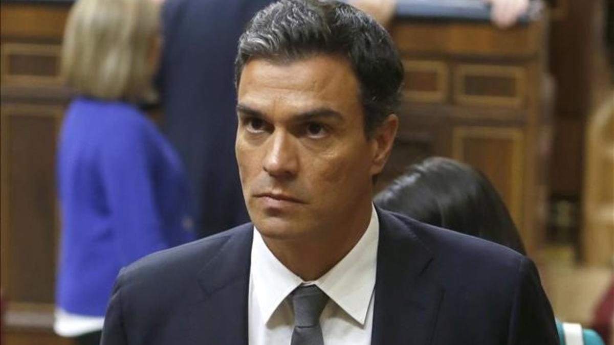 El secretario general del PSOE, Pedro Sánchez, en el Congreso de los Diputados.