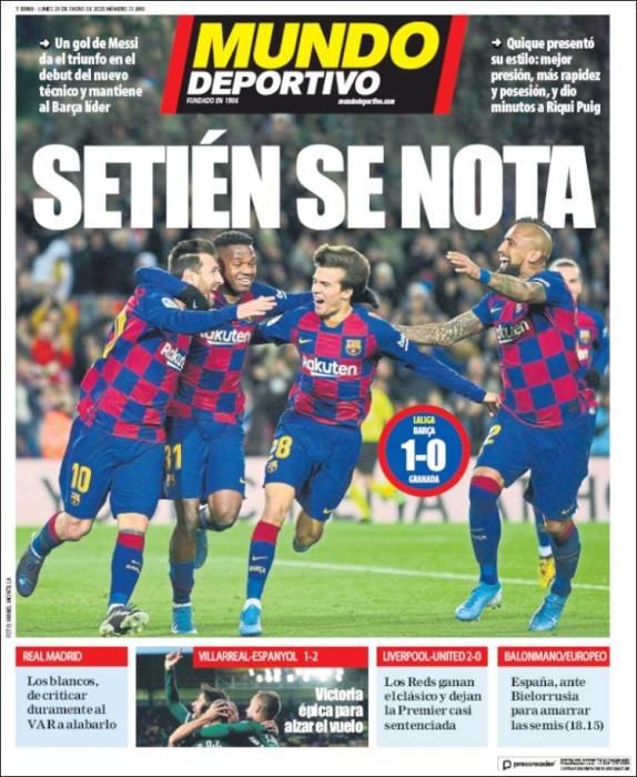 Portada MUNDO DEPORTIVO lunes 20 enero 2020