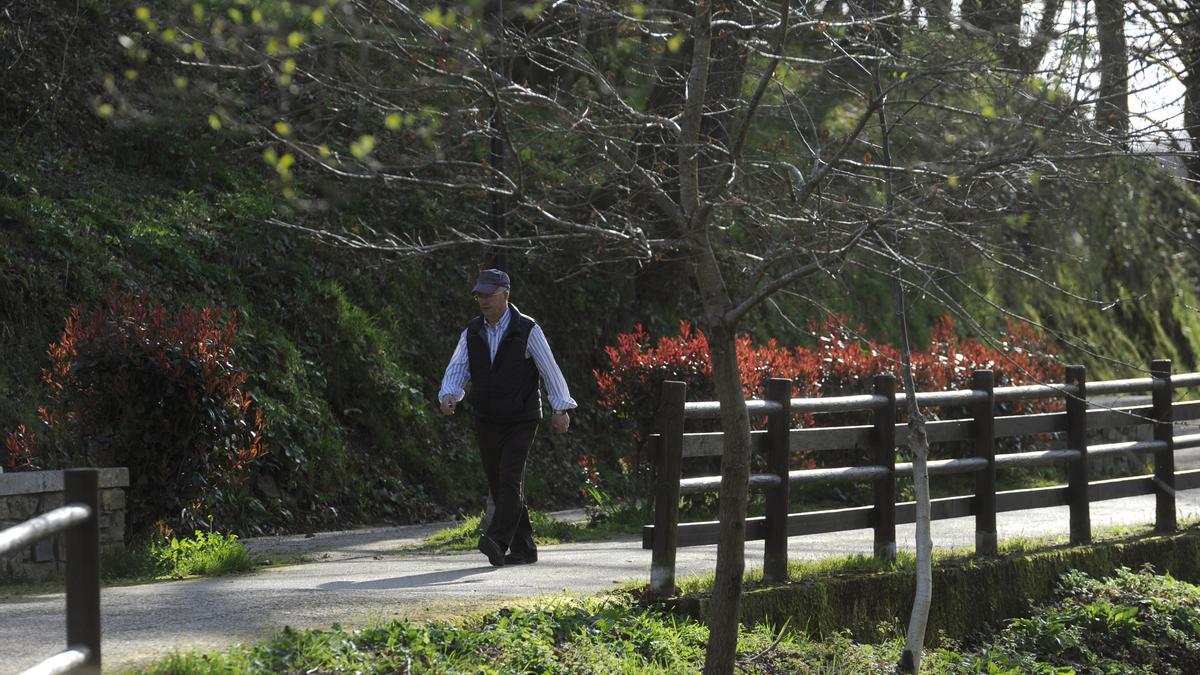 El Paseo do Pontiñas de Lalín con colorido en sus árboles y plantas.