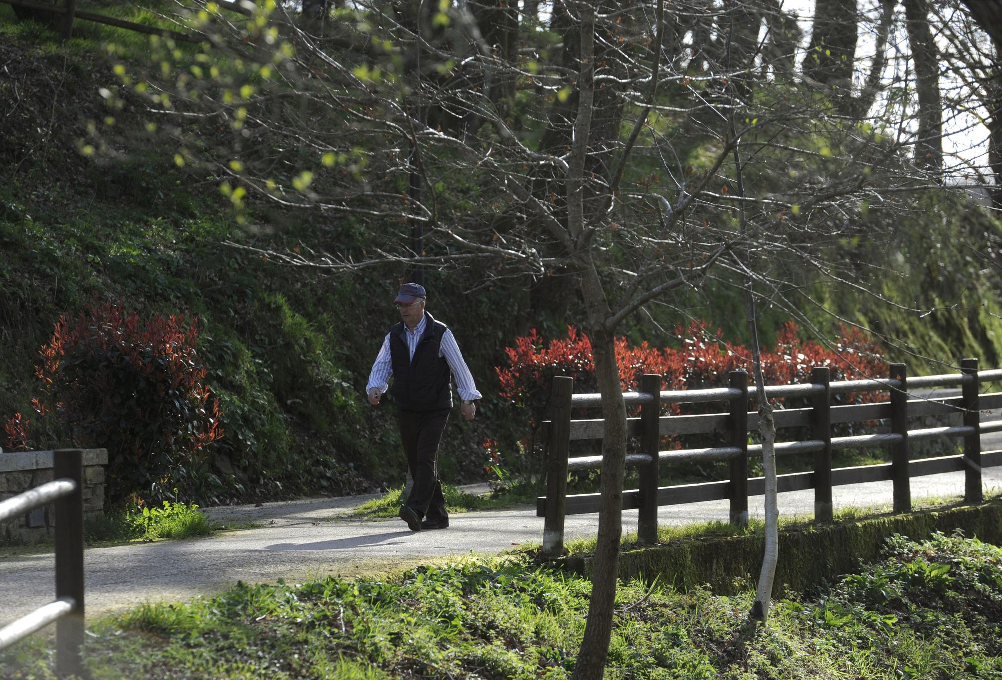 El Paseo do Pontiñas de Lalín con colorido en sus árboles y plantas.