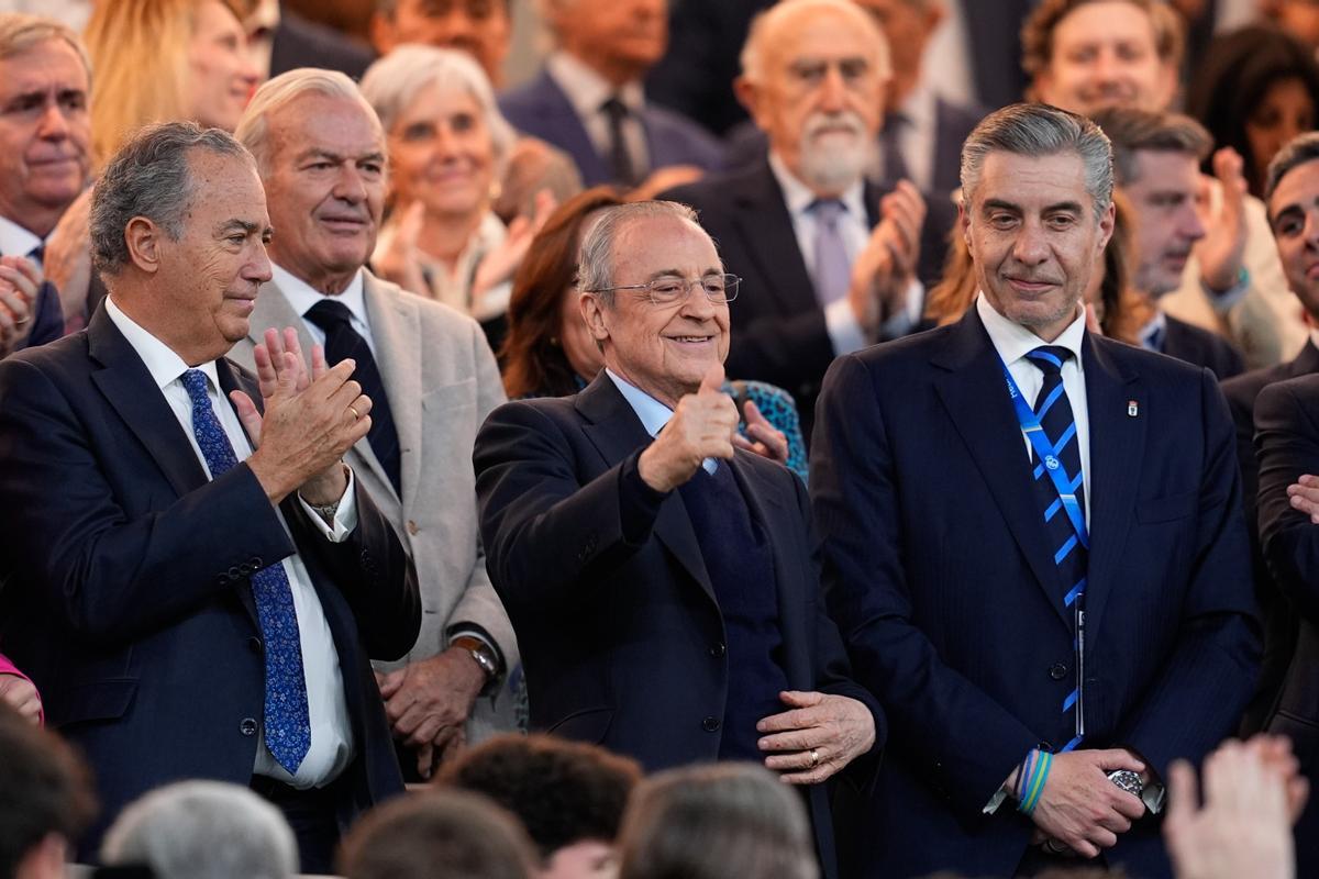 Florentino Pérez, presidente del Real Madrid, en el palco del Bernabéu.