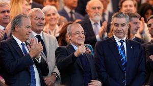 Florentino Pérez, presidente del Real Madrid, en el palco del Bernabéu.