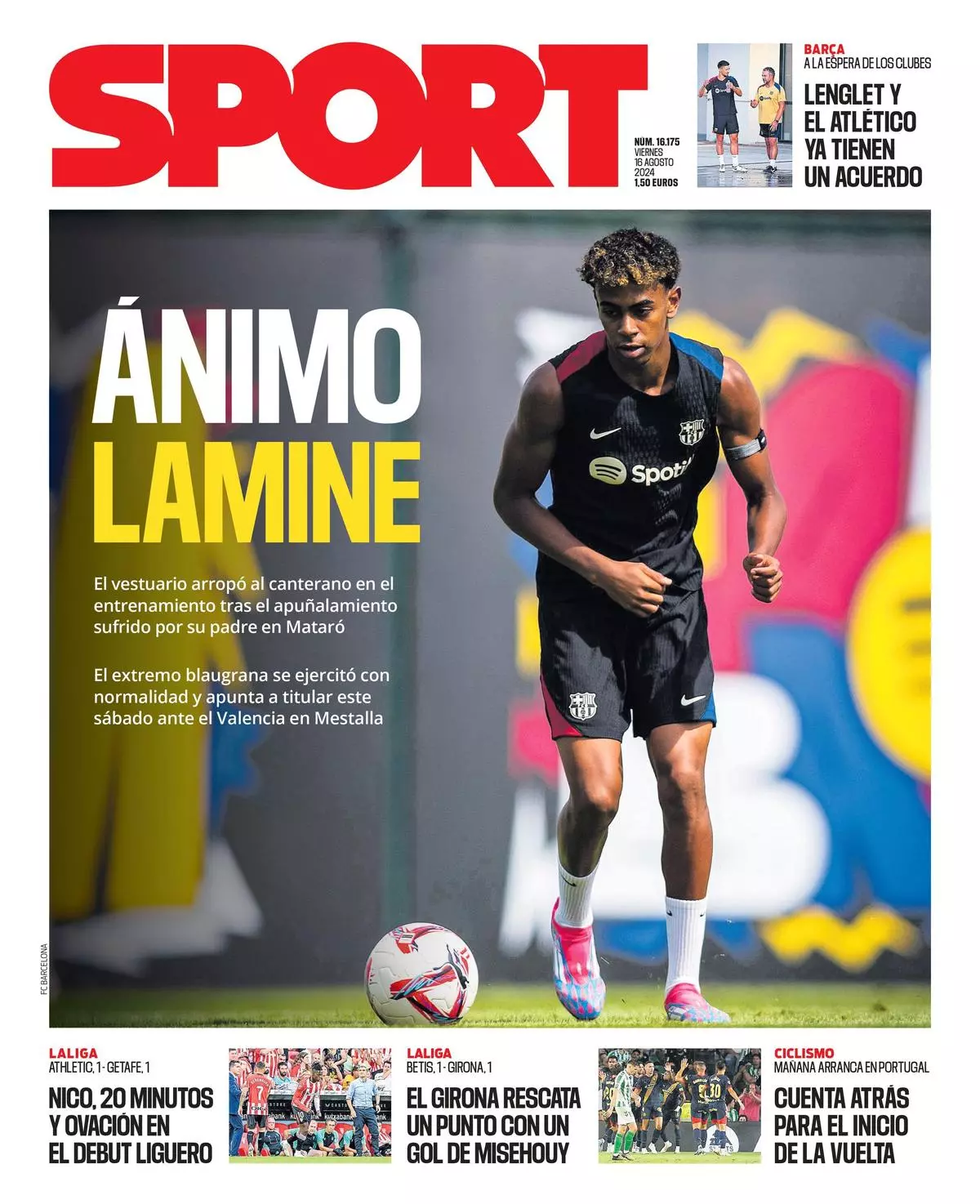 La portada SPORT de hoy, 16 de agosto de 2024