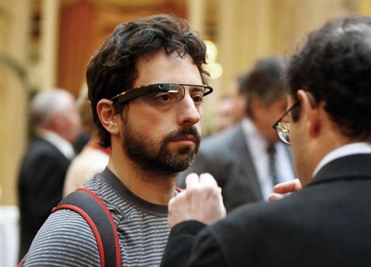 Sergey Brin, dimarts passat, amb les ulleres de Google Glass.