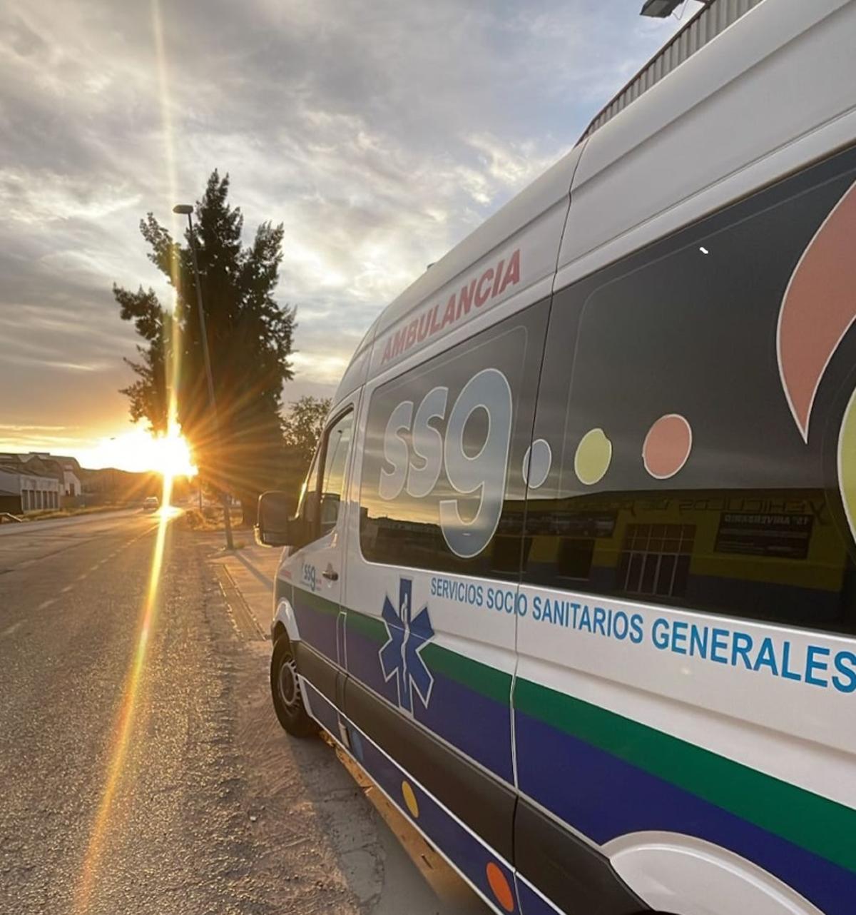 Una ambulancia de SSG, durante un traslado.