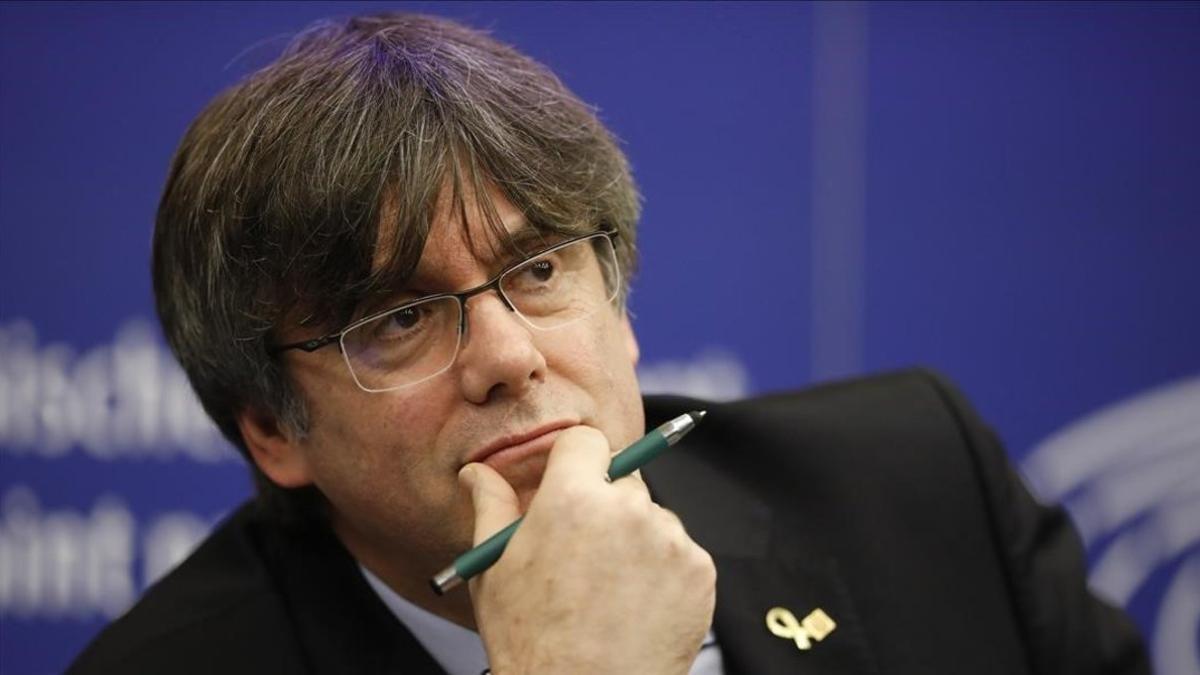 El 'expresident' Carles Puigdemont, en el Parlamento Europeo.