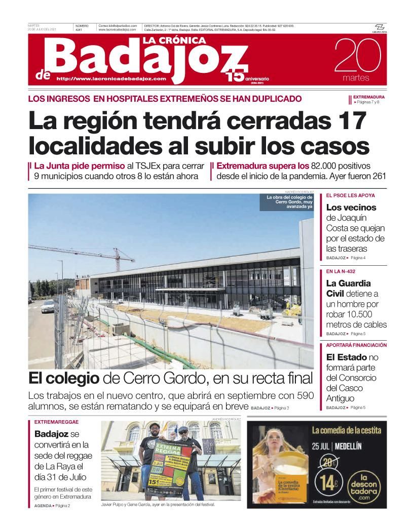 Consulta la portada correspondiente al día 20 de julio del 2021