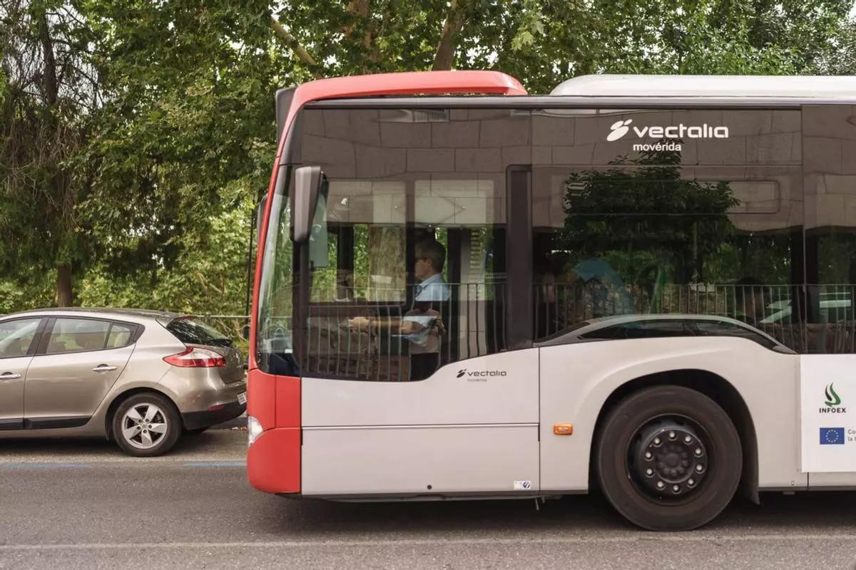 Uno de los autobuses del servicio urbano de Mérida, que contará con un dispositivo especial durante los días de Feria.