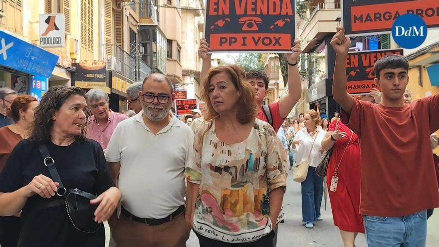Armengol asiste a la manifestación por la caída de los decretos de vivienda en Palma