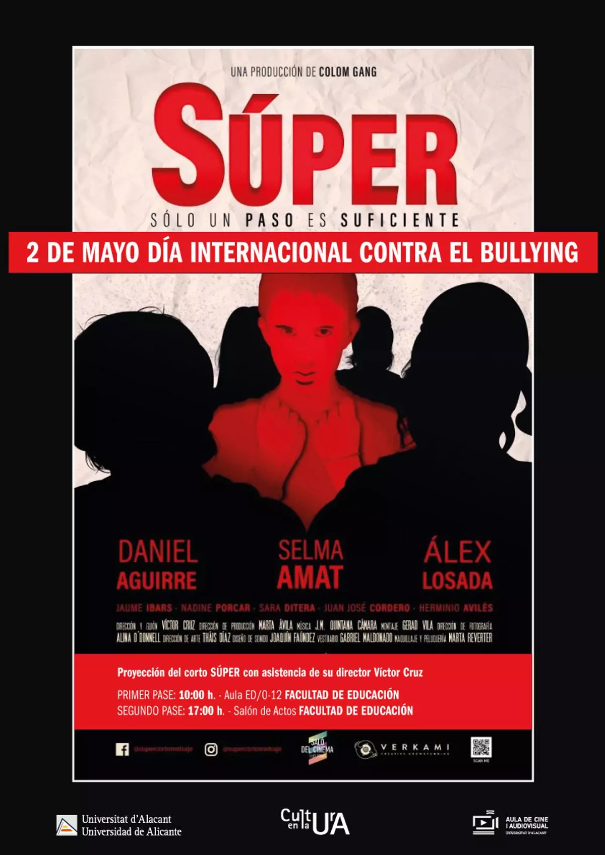 La UA proyecta el cortometraje “Súper” en el Día Internacional contra el acoso escolar