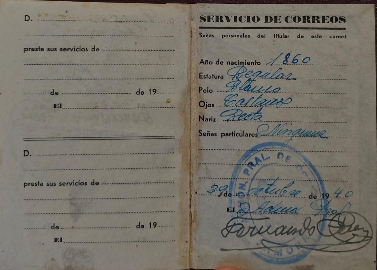Nombramiento en 1941 de Francisco Poyo como cartero de San Vitero