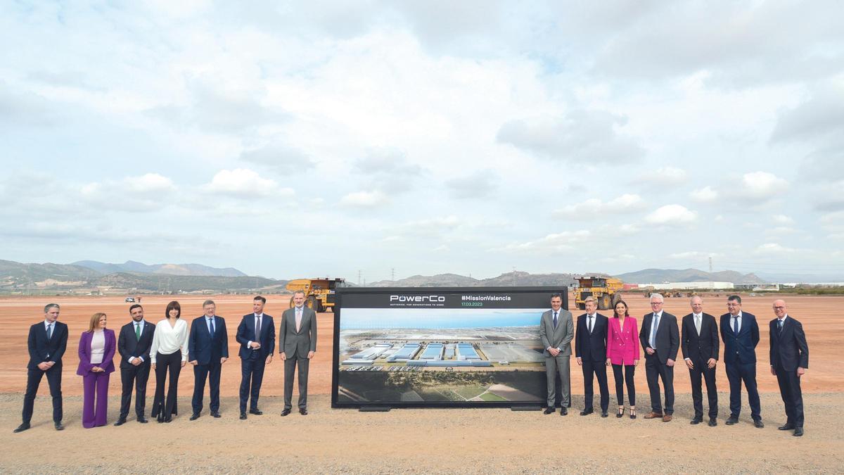 Acto de inicio de las obras de la gigafactoría de baterías, con Felipe VI, Pedro Sánchez y Ximo Puig.