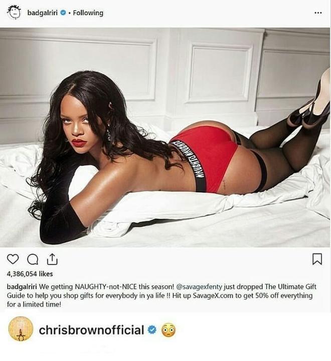 El feed de Rihanna en lencería de Fenty ha tenido un comentario muy... 'especial' de Chris Brown