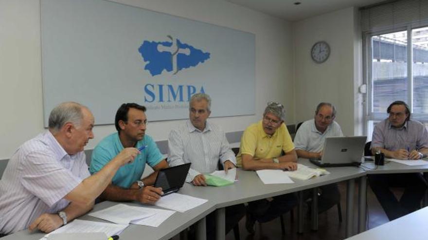 Los miembros de la permanente del consejo ejecutivo del SIMPA, ayer por la mañana, en la sede del sindicato.