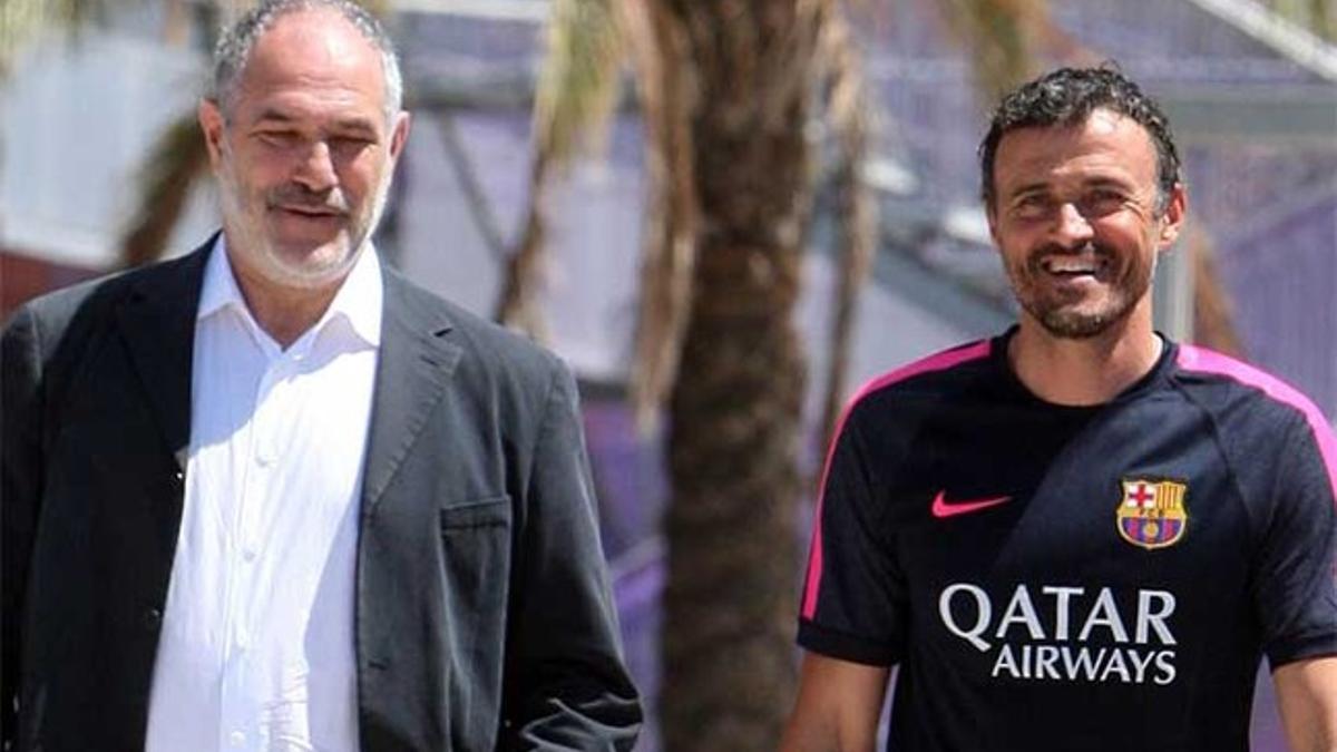 Andoni Zubizarreta y Luis Enrique Martínez en la Ciutat Esportiva del Barça