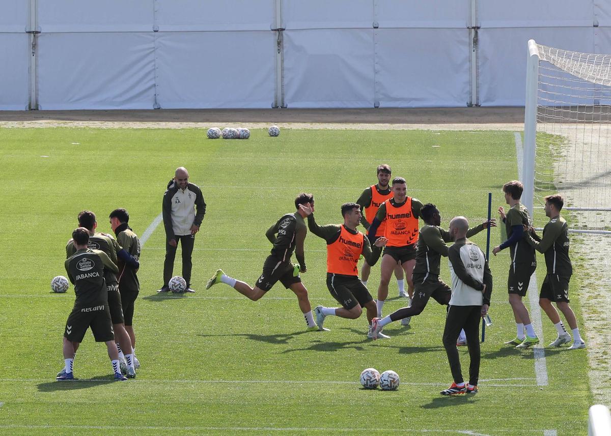 Imagen del entrenamiento de ayer en Afouteza.