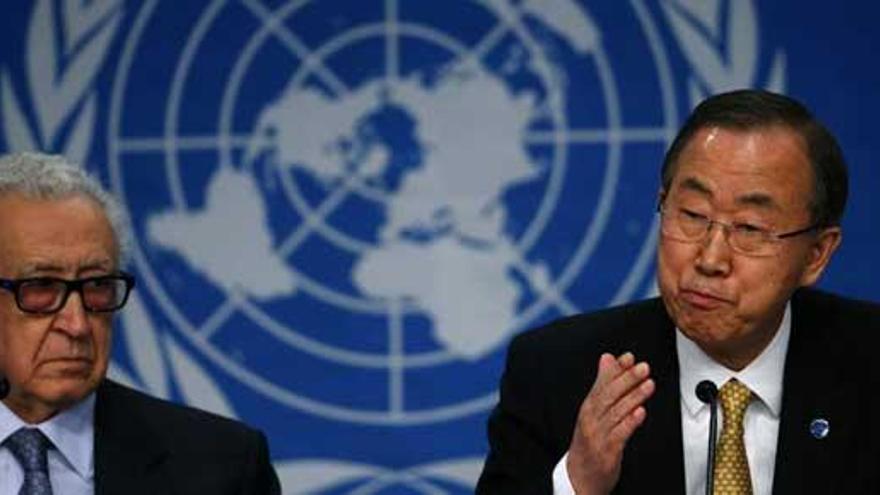 Brahimi y Ban Ki-moon, en rueda de prensa.
