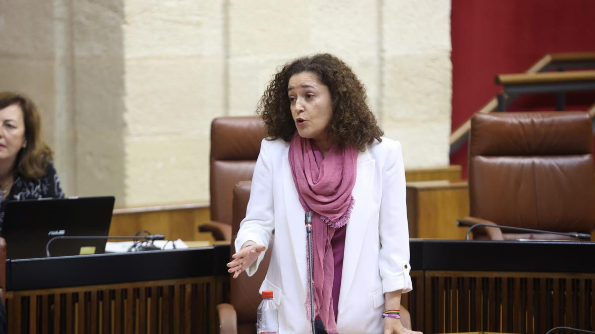 La portavoz de Por Andalucía, Inmaculada Nieto, en el Pleno del Parlamento de Andalucía.