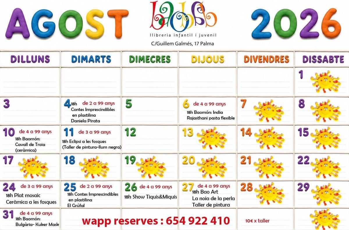 Calendario de actividades Baobab