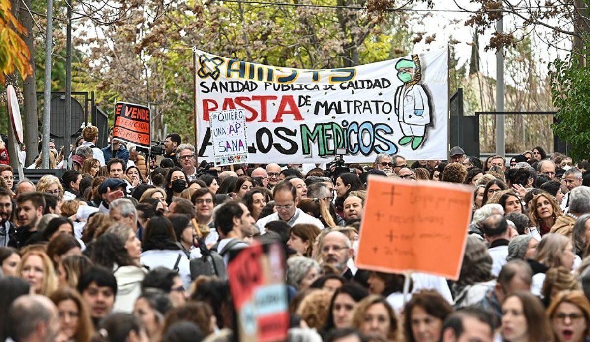 Una protesta de médicos en Madrid.