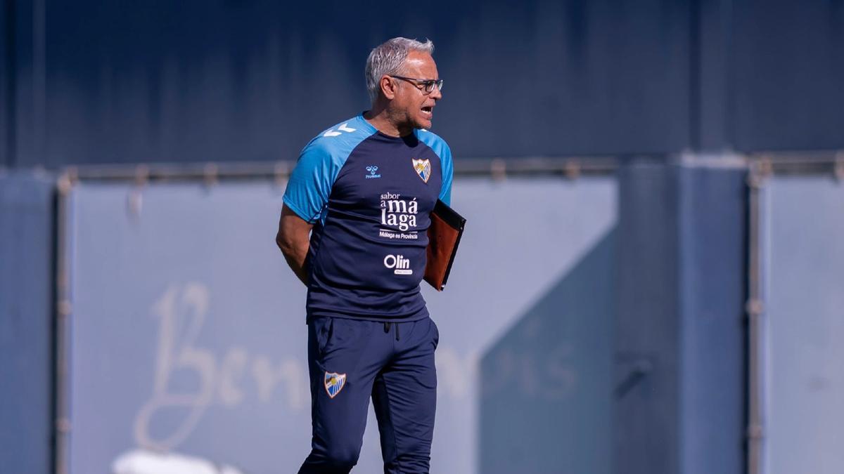 Sergio Pellicer, en un entrenamiento del Málaga CF.