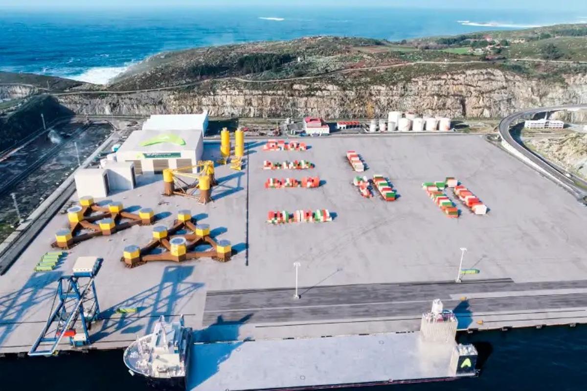 Recreación de las instalaciones proyectadas por Amper en el puerto exterior de Ferrol