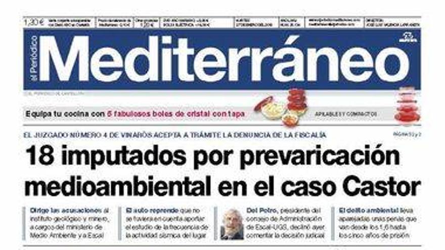 La denuncia por el proyecto Castor, en la portada de Mediterráneo