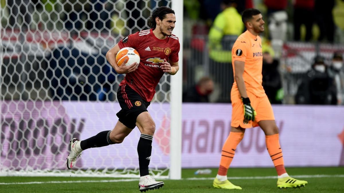 Cavani, con la camiseta del Manchester United