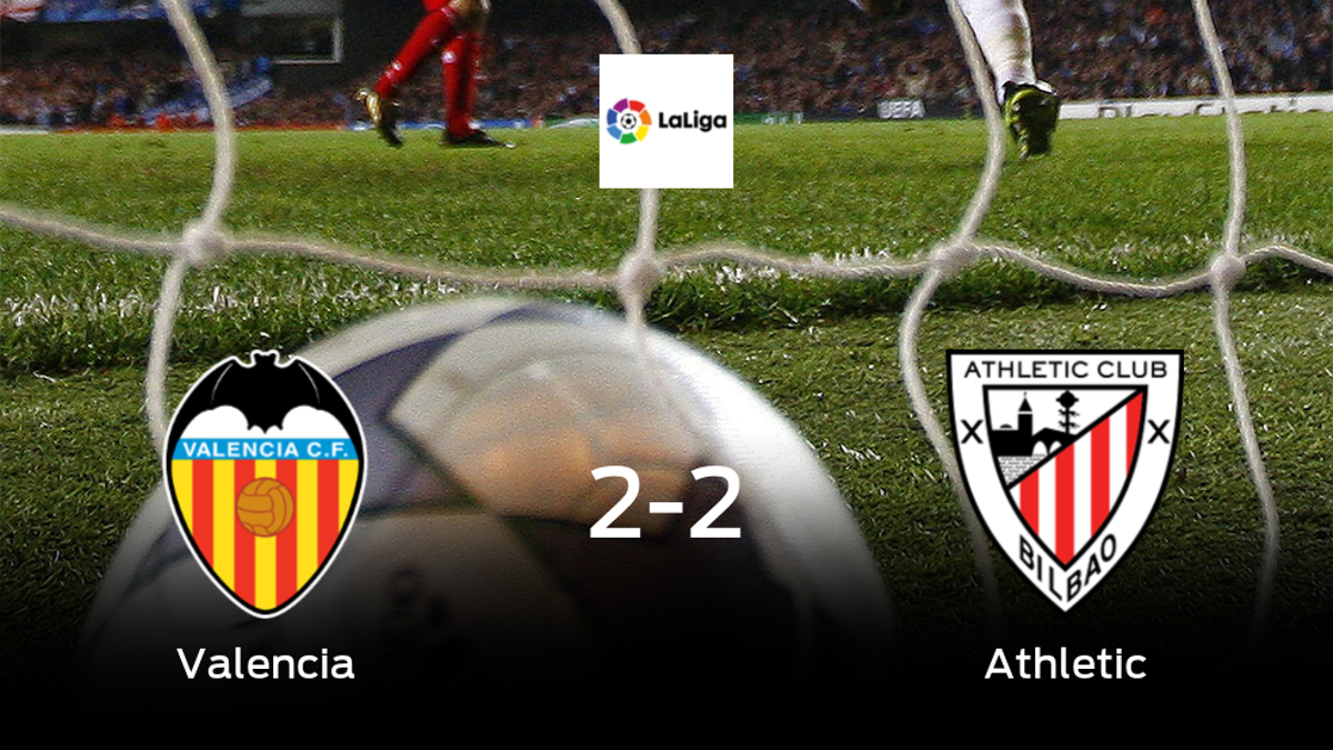 El Valencia y el Athletic empatan en el estadio de Mestalla (2-2)