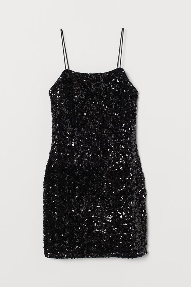 Vestido corto de lentejuelas, de H&M