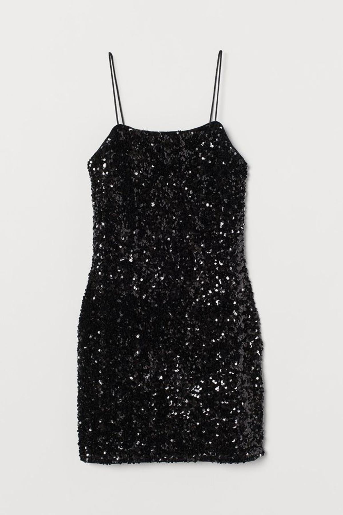 Vestido corto de lentejuelas, de H&M