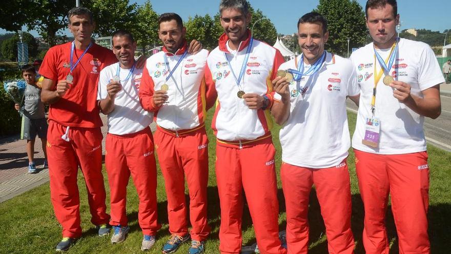 Los seis medallistas gallegos de hoy.