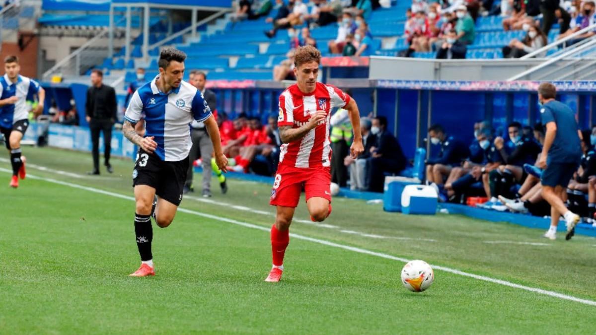 Griezmann durante el choque en Mendizorroza